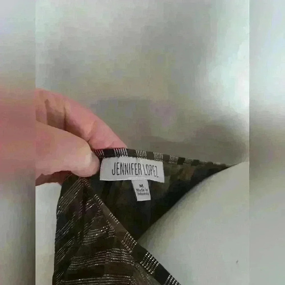 Jennifer Lopez Women tank top Brown Silver sequined shiny Size M - Picture 8 of 10